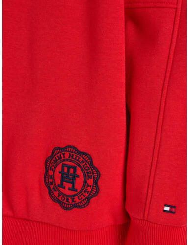 Tommy Hilfiger sweater met printopdruk en borduursels felrood Jongens Sweat (duurzaam) Ronde hals 110 - Foto 3