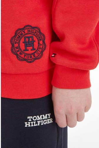 Tommy Hilfiger sweater met printopdruk en borduursels felrood Jongens Sweat (duurzaam) Ronde hals 110 - Foto 4