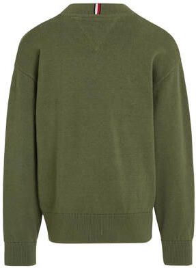 Tommy Hilfiger sweater olijfgroen Jongens Katoen 122