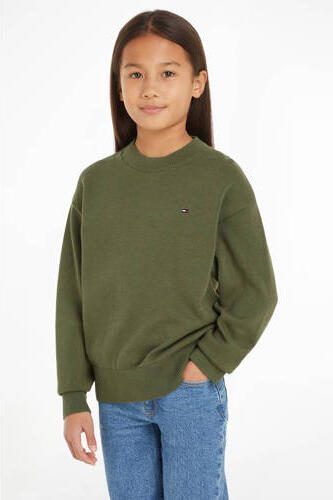 Tommy Hilfiger sweater olijfgroen Jongens Katoen 122 - Foto 3