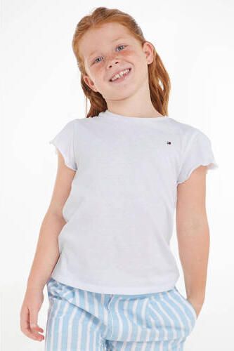 Tommy Hilfiger T-shirt ESSENTIAL RUFFLE SLEEVE TOP S S met golfrand logo-geborduurde details