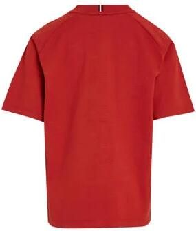 Tommy Hilfiger T-shirt met logo helderrood Jongens Katoen Ronde hals Logo 104