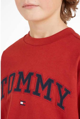 Tommy Hilfiger T-shirt met logo helderrood Jongens Katoen Ronde hals Logo 104 - Foto 2