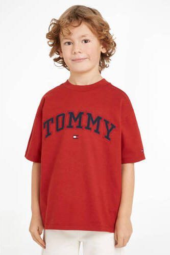 Tommy Hilfiger T-shirt met logo helderrood Jongens Katoen Ronde hals Logo 104 - Foto 3