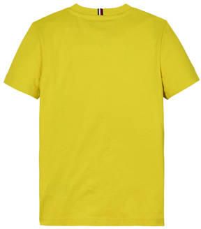 Tommy Hilfiger T-shirt met logo knalgeel Katoen Ronde hals 128 - Foto 1