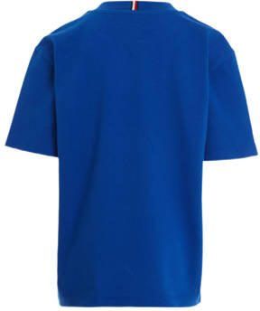 Tommy Hilfiger T-shirt met tekst helderblauw wit Jongens Katoen Ronde hals 104 - Foto 3