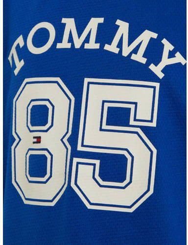 Tommy Hilfiger T-shirt met tekst helderblauw wit Jongens Katoen Ronde hals 104 - Foto 2