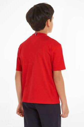 Tommy Hilfiger T-shirt met tekst rood Jongens Katoen Ronde hals Tekst 104 - Foto 3