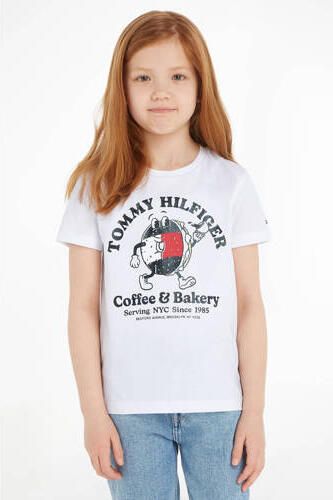 Tommy Hilfiger T-shirt TOMMY BAGELS met printopdruk wit Meisjes Katoen Ronde hals 110 - Foto 2