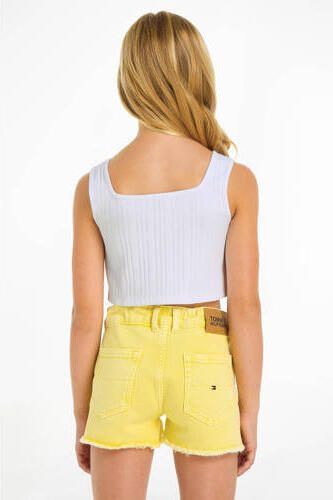 Tommy Hilfiger top met tekst wit lichtroze T-shirt Meisjes Katoen Ronde hals 140 - Foto 3