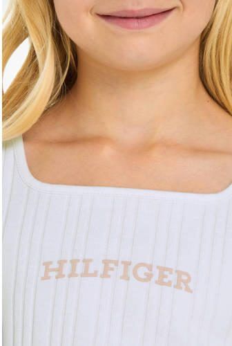 Tommy Hilfiger top met tekst wit lichtroze T-shirt Meisjes Katoen Ronde hals 140 - Foto 2