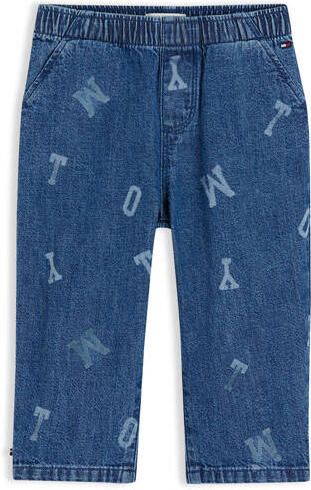 Tommy Hilfiger wide leg jeans met print mediumblauw Jongens Denim All over print