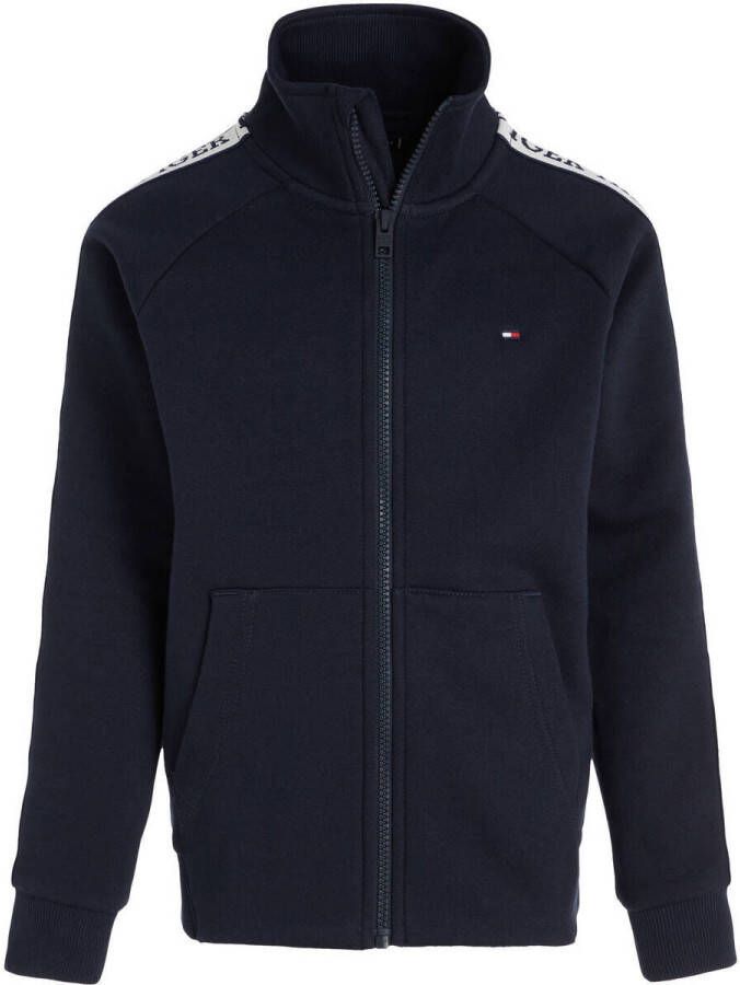Tommy Hilfiger sweatvest MONOTYPE TAPE met contrastbies donkerblauw Meerkleurig 116
