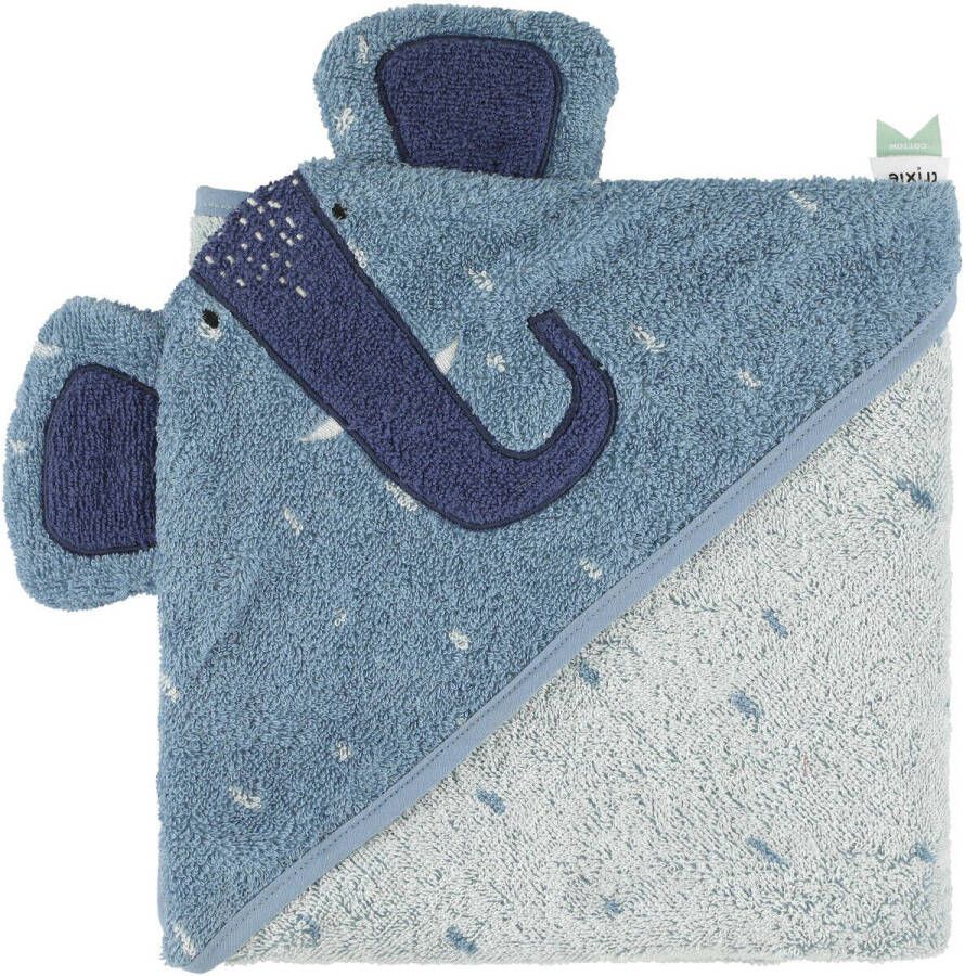 TRIXIE badcape Mrs. Elephant 75x75cm blauw Handdoek badcape Effen