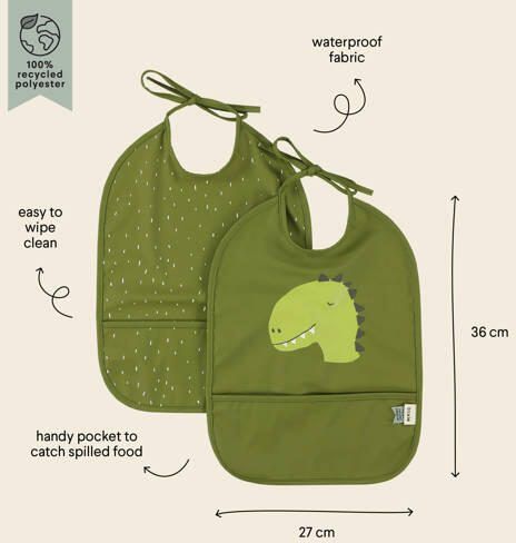 TRIXIE slab Mr. Dino sset van 2 groen Printopdruk