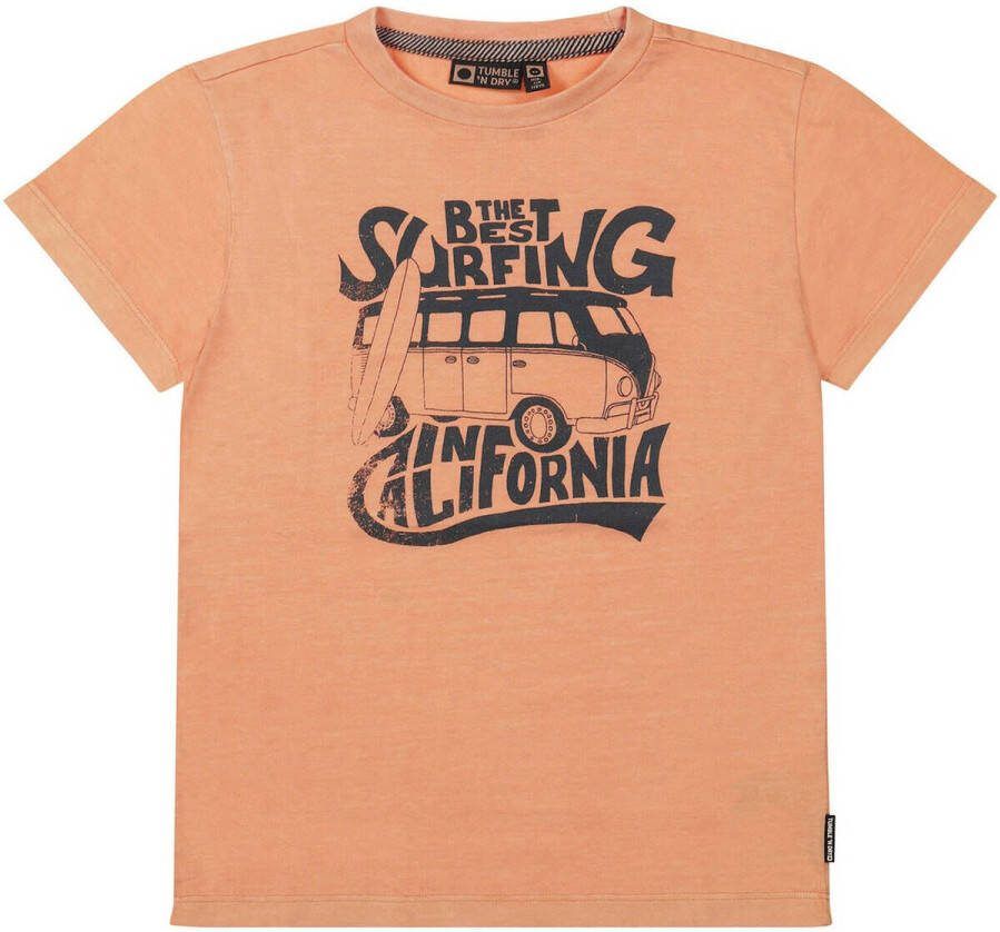 Tumble 'n Dry Mid T-shirt Barrel van biologisch katoen zacht oranje Printopdruk 134 140