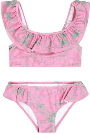 Tumble 'n Dry bikini met ruches roze Meisjes Polyester All over print