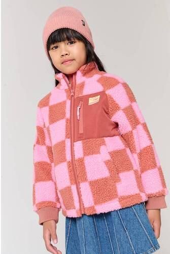 Tumble 'n Dry geruite teddy jas roze Meisjes Polyester Opstaande kraag - Foto 5