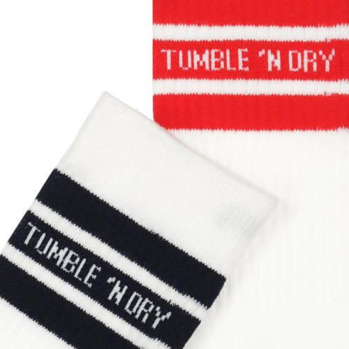 Tumble 'n Dry sokken set van 2 paar wit rood zwart met streep Stretchkatoen 31 34 - Foto 1