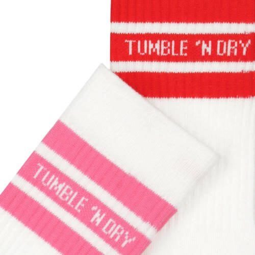 Tumble 'n Dry sokken set van 2 paar wit roze rood met streep Stretchkatoen 31 34 - Foto 1