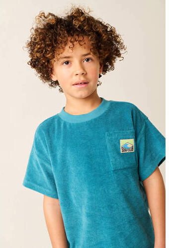 Tumble 'n Dry T-shirt blauw met textuur Jongens Katoen Ronde hals Effen