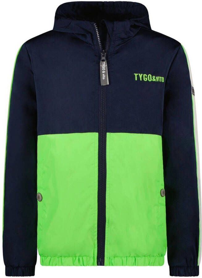 TYGO & vito zomerjas van polyester donkerblauw limegroen