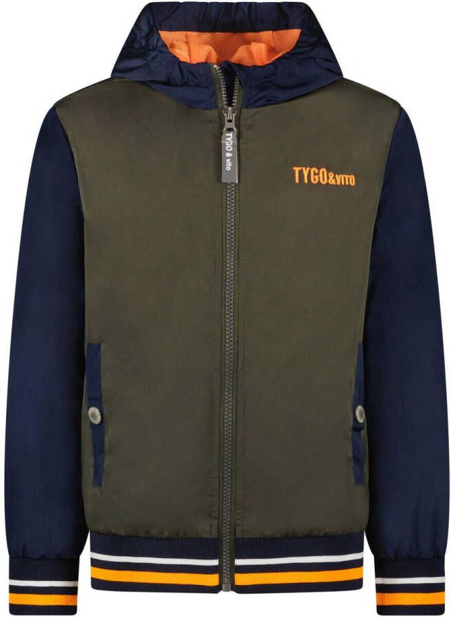 TYGO & vito zomerjas van polyester donkerblauw kaki