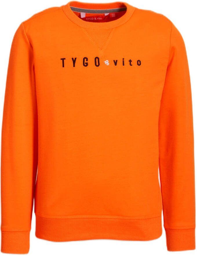 TYGO & vito sweater met tekst fel oranje Tekst 110 116 - Foto 3