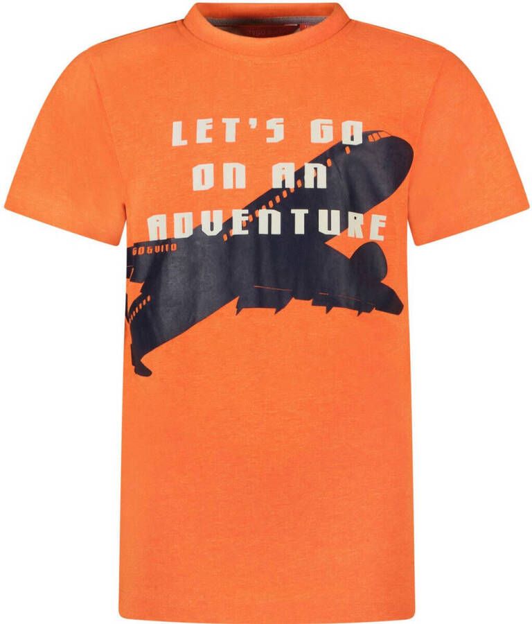 TYGO & vito T-shirt met printopdruk oranje Jongens Polyester Ronde hals 110 116