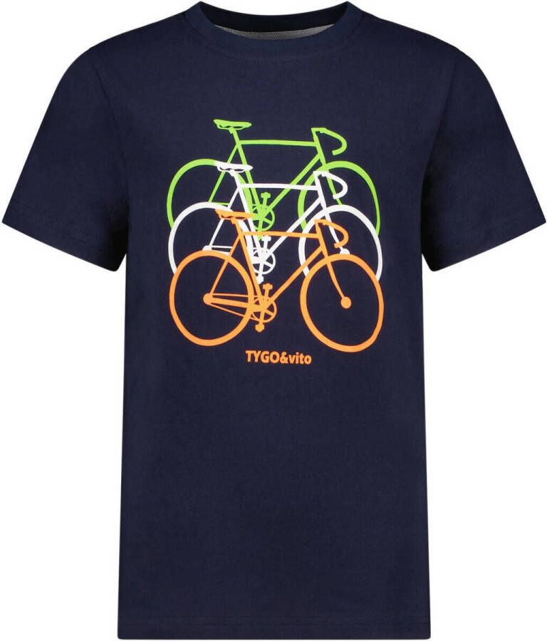 TYGO & vito T-shirt met printopdruk donkerblauw
