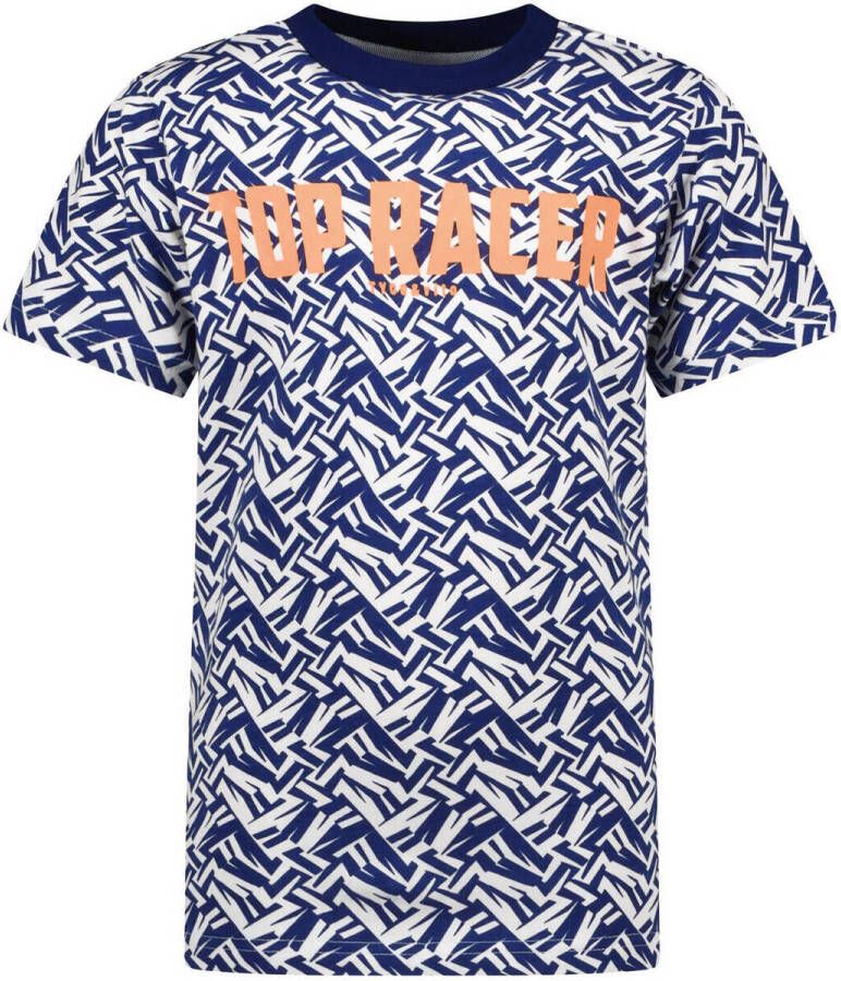 TYGO & vito T-shirt met all over print blauw Jongens Stretchkatoen Ronde hals 110 116