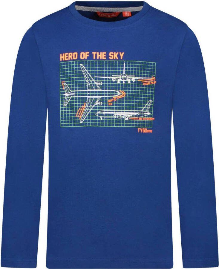 TYGO & vito longsleeve met printopdruk blauw