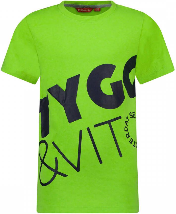 TYGO & vito T-shirt met tekst limegroen