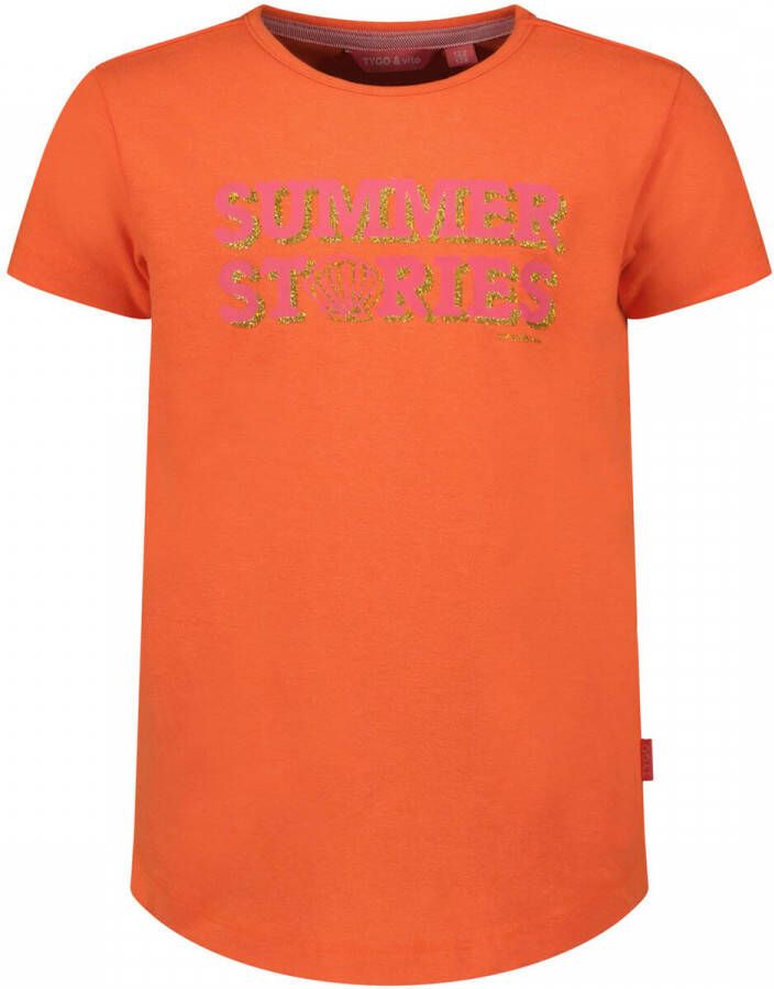 TYGO & vito T-shirt met tekst oranje