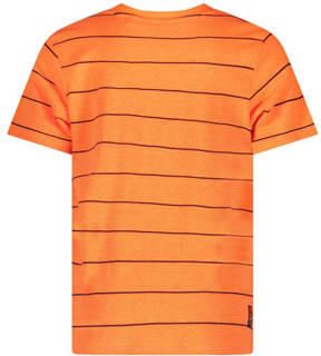 TYGO & vito gestreept T-shirt Jack neonoranje Jongens Polyester Ronde hals 146 152