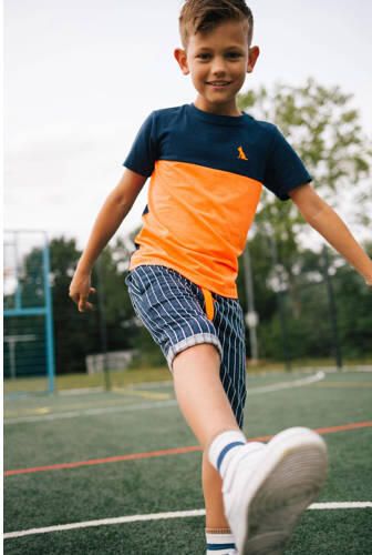 TYGO & vito gestreepte regular fit casual short Billy donkerblauw Korte broek Jongens Biologisch katoen 92 - Foto 2