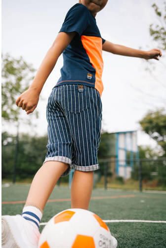 TYGO & vito gestreepte regular fit casual short Billy donkerblauw Korte broek Jongens Biologisch katoen 92 - Foto 3