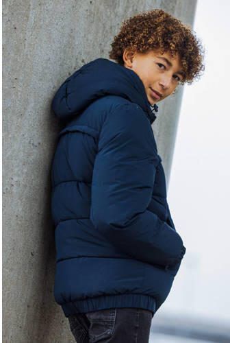 TYGO & vito gewatteerde winterjas Bart donkerblauw Jongens Polyester Capuchon 134 140 - Foto 2