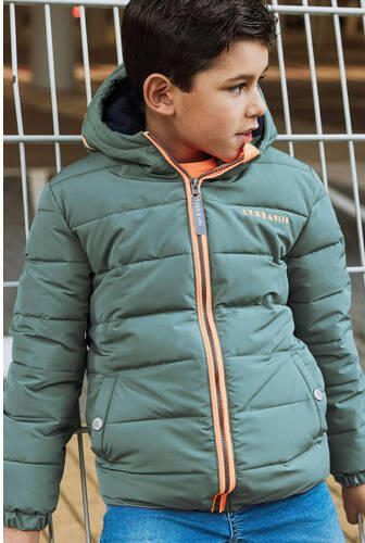 TYGO & vito gewatteerde winterjas Jix groen oranje Jongens Polyester Capuchon 134 140 - Foto 3