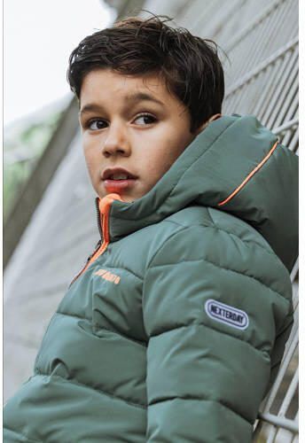 TYGO & vito gewatteerde winterjas Jix groen oranje Jongens Polyester Capuchon 134 140 - Foto 2