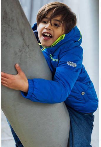 TYGO & vito gewatteerde winterjas Jix helderblauw neon geel Jongens Polyester Capuchon 146 152 - Foto 3
