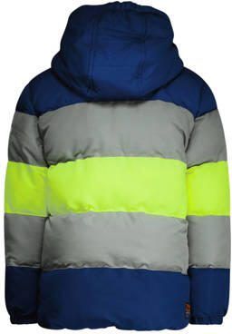 TYGO & vito gewatteerde winterjas Joppe donkerblauw groen neon geel Jongens Polyester Capuchon 122 128 - Foto 3