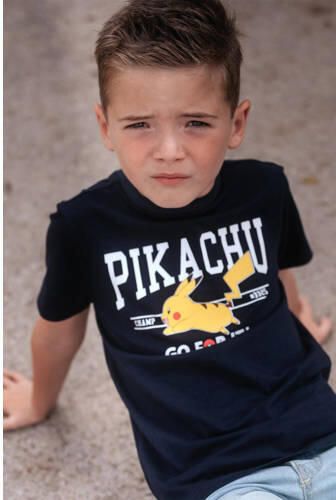 TYGO & vito Pokemon T-shirt met printopdruk donkerblauw Jongens Katoen Ronde hals 110 116