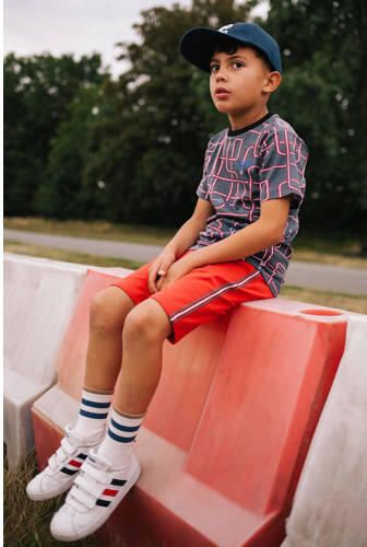 TYGO & vito regular fit sweatshort Bing met zijstreep felrood Korte broek 110 116