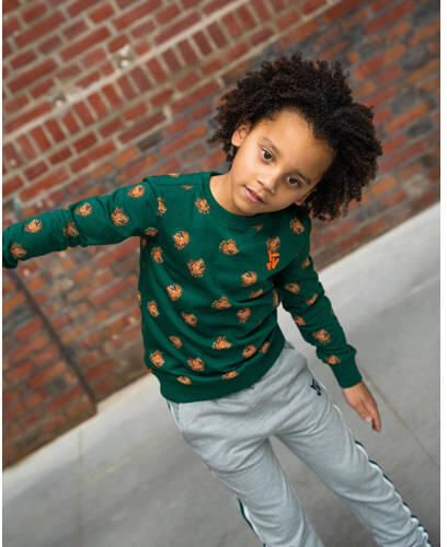 TYGO & vito sweater Jesse met all over print donkergroen Jongens Sweat (duurzaam) Ronde hals 92 - Foto 2