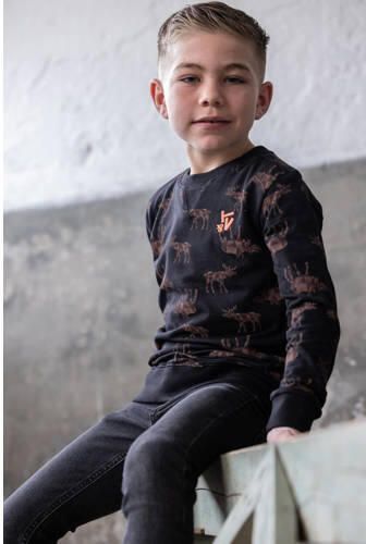 TYGO & vito sweater Jesse met all over print zwart oranje All over print 116 - Foto 3