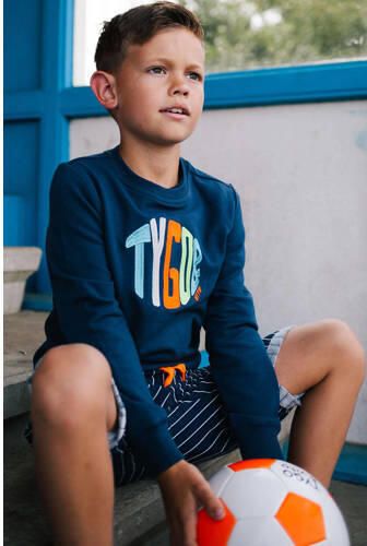 TYGO & vito sweater Sem met logo donkerblauw multi Logo 110 116 - Foto 2