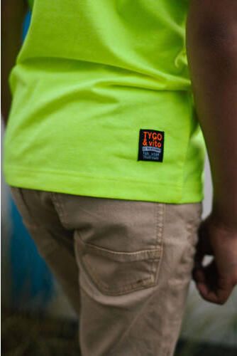 TYGO & vito T-shirt James met logo neongeel Jongens Polyester Ronde hals 110 116 - Foto 2