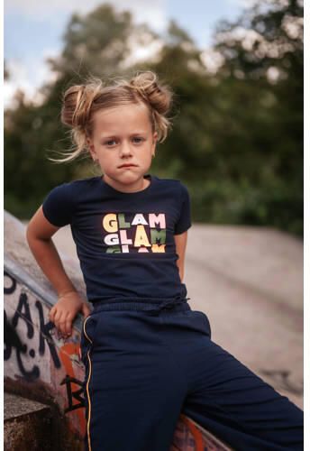 TYGO & vito T-shirt Jayla met tekst donkerblauw Meisjes Katoen Ronde hals 110 116 - Foto 2