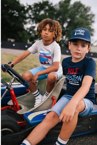 TYGO & vito T-shirt Joël met printopdruk beige Jongens Biologisch katoen Ronde hals 122 128